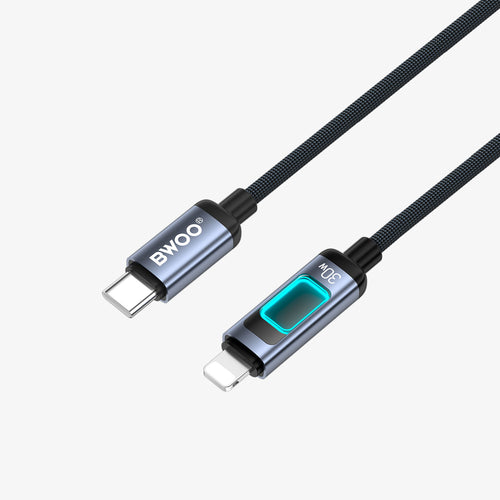 BWOO USB-C to Lightning Fast Charging Cable with RGB Color Lights 30W