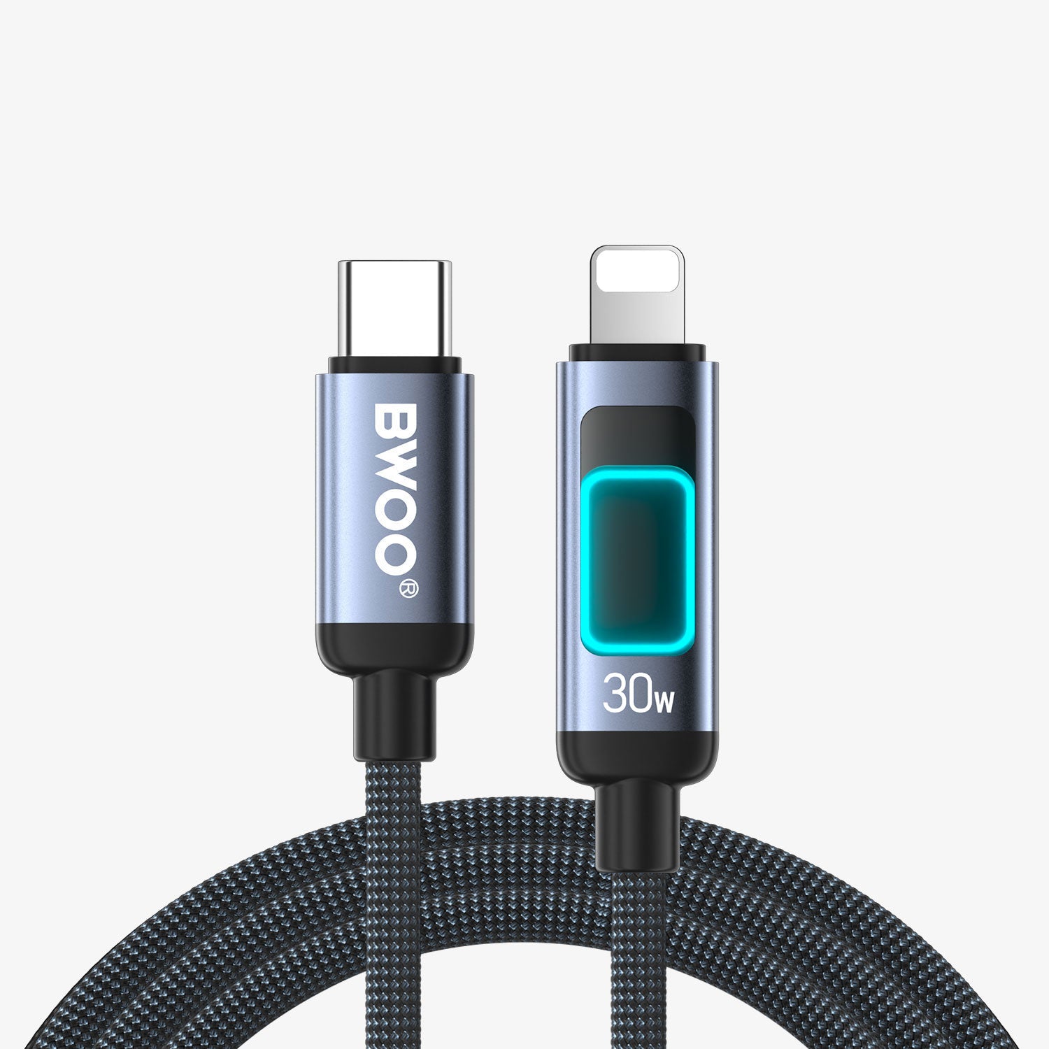 BWOO USB-C to Lightning Fast Charging Cable with RGB Color Lights 30W