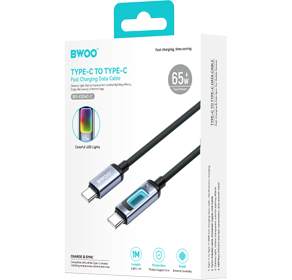 BWOO USB-C to Lightning Fast Charging Cable with RGB Color Lights 30W