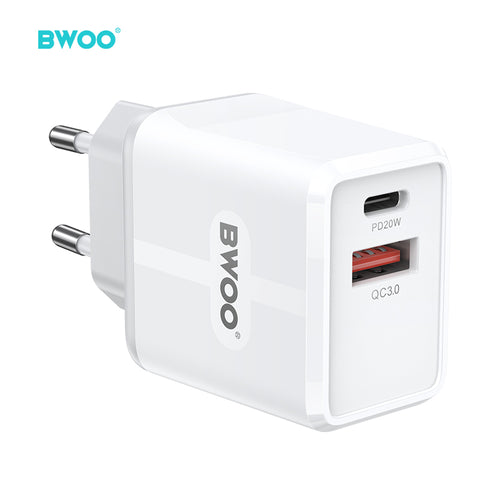 BWOO PD 20W USB-A + USB-C Fast Charger